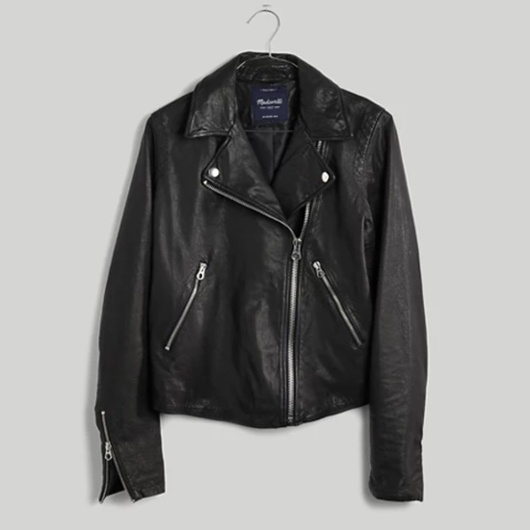 NWOT Madewell Washed Leather Motorcycle Jacket - Picture 4 of 4